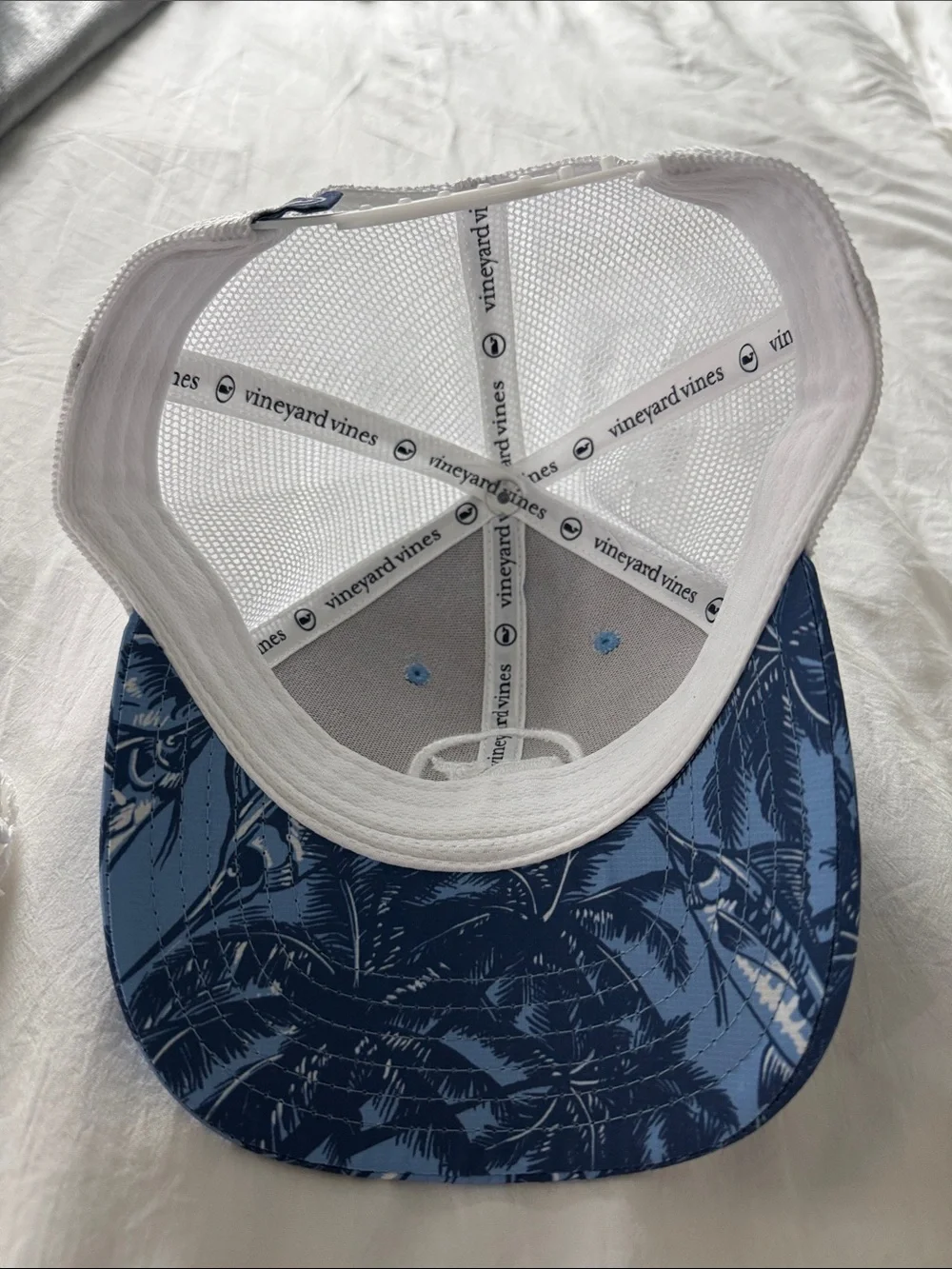 Vineyard Vines Navy and Light Blue Palm Whale Cap